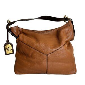 Lauren Ralph Lauren Beautiful Landry Zip Top Leather Hobo Bag